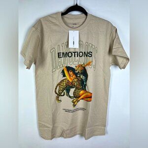 Nwt - Fashion Nova, Men’s Dangerous Emotions Short Sleeve Tee - Beige. Size: M.